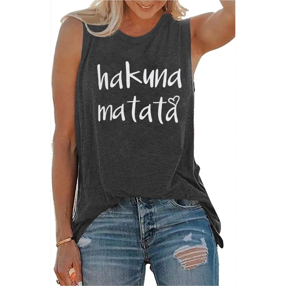 Hakuna Matata Tank Top Sleeveless Graphic Casual Cotton Blend Size S Lion King‎